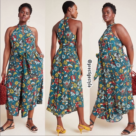 ANTHROPOLOGIE Geneva Halter Wide Leg Jumpsuit - Picture 2 of 7